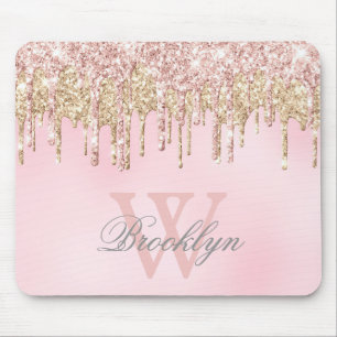 Glitter Drives Girly  Rosa ros Guld Monogram Musmatta
