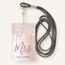 Glitter-drivlärarens eget namn Lanyard ID-brige