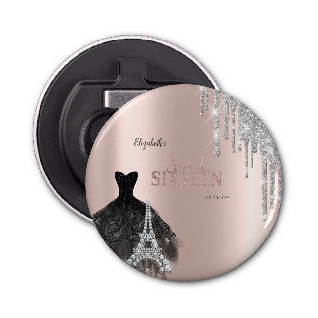 Glitter-drivrutiner,Dress,Eiffel Torn Sweet 16 Flasköppnare (Framsidan)