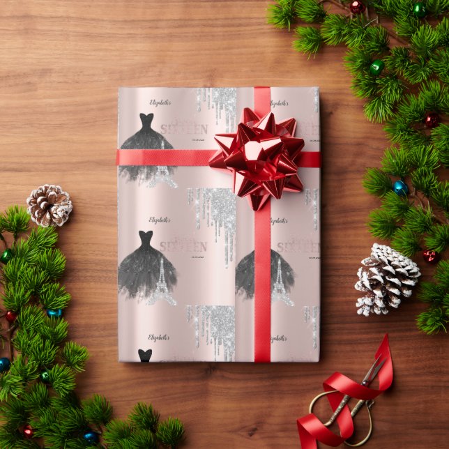 Glitter-drivrutiner,Dress,Eiffel Torn Sweet 16 Presentpapper (Julgåva)