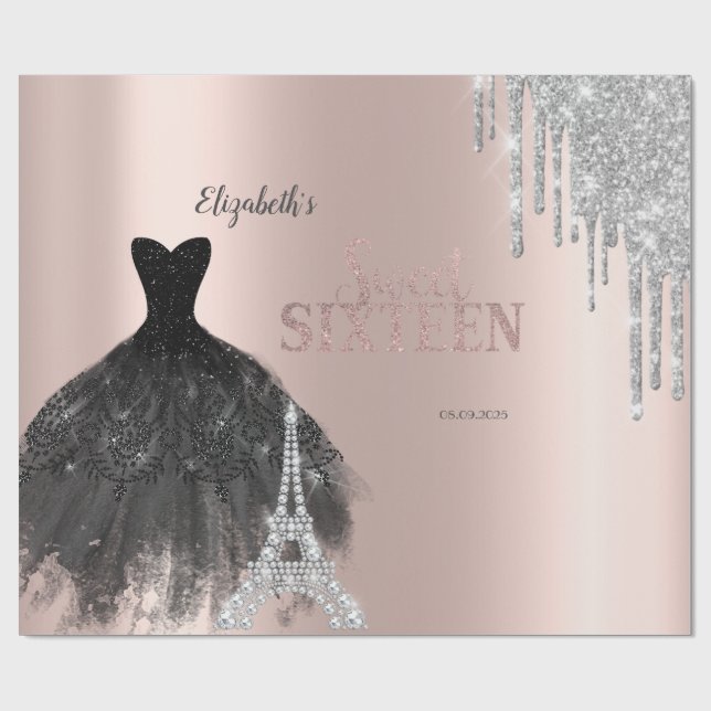 Glitter-drivrutiner,Dress,Eiffel Torn Sweet 16 Presentpapper (Platt)