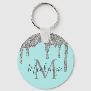 Glitter-drivrutiner för Aqua Teal Silver Gnistra M Nyckelring