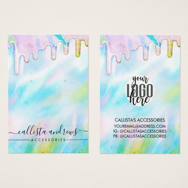 Glitter-drivrutiner för havets Grönt HoloGraph  Lo Visitkort (Framsida & baksida)