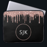 Glitter-drivrutiner  Monogram Rosa ros Guld Laptop Fodral<br><div class="desc">Rosa - Ro Guld och Svarta Faux Glitter och Gnistra Elegant Monogrammed Initialer Fodral. Fodral kan anpassas så att det omfattar ditt första och första namn.</div>