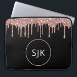 Glitter-drivrutiner  Monogram Rosa ros Guld Laptop Fodral<br><div class="desc">Rosa - Ro Guld och Svarta Faux Glitter och Gnistra Elegant Monogrammed Initialer Fodral. Fodral kan anpassas så att det omfattar ditt första och första namn.</div>