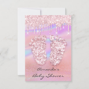 Glitter-drivrutiner, Ro Blue Baby Shower Feet Inbjudningar