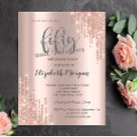 Glitter-drivrutiner Ro Guld 50:e Födelsedagsfesten Inbjudningar<br><div class="desc">Elegant glitter droppar mot ro guld.</div>