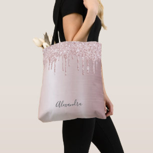 Glitter drop ro guld ombre namn girly tygkasse