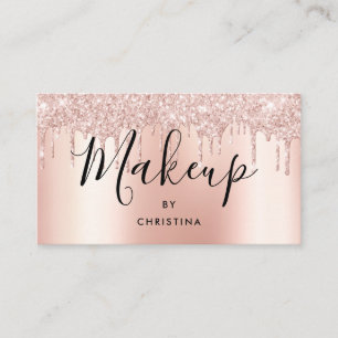 Glitter droppar ro guld metallistisk makeup-artist visitkort