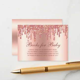 Glitter-droppen Ro Guld babydusch Bokar för Baby Tilläggskort