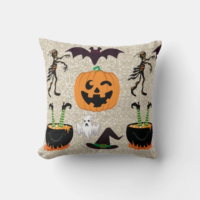 Glitter Effect Halloween Pillow Kudde (Framsida)