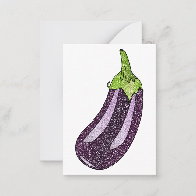 Glitter Eggplant Anteckningskort (Framsida)