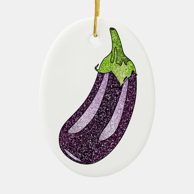 Glitter Eggplant Julgransprydnad Keramik (Framsidan)