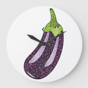 Glitter Eggplant Stor Klocka
