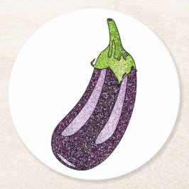 Glitter Eggplant Underlägg Papper Rund