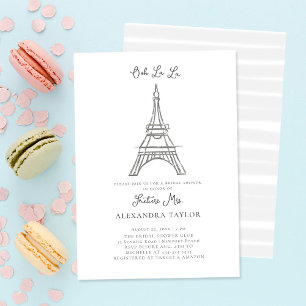 Glitter Eiffel Paris Minimal Modern Möhippa Inbjudningar
