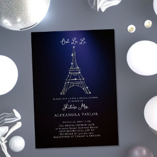 Glitter Eiffel Paris Minimal Purple Bridal Shower Inbjudningar