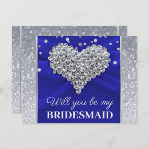 Glitter Elegant Blue blir min bridesmaid Vykort