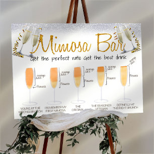 Glitter Elegant Mimosa Pub Möhippa brunch Sign Poster