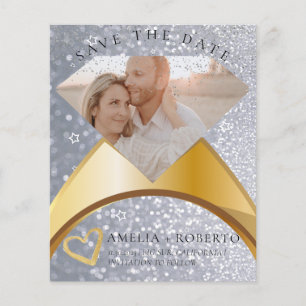 Glitter Elegant Ring Spara datumfotokortet Flygblad