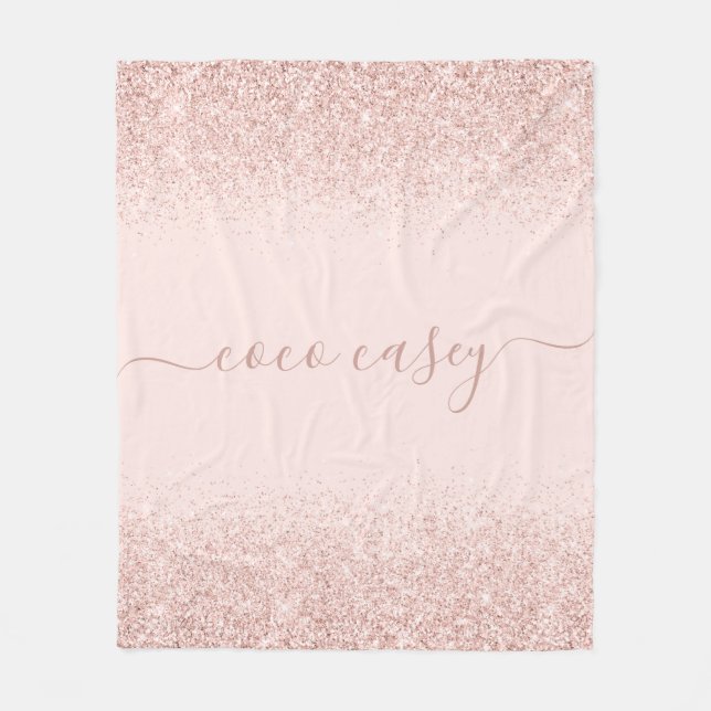  Glitter Elegant Typografi Namn Fleecefilt (Framsidan)
