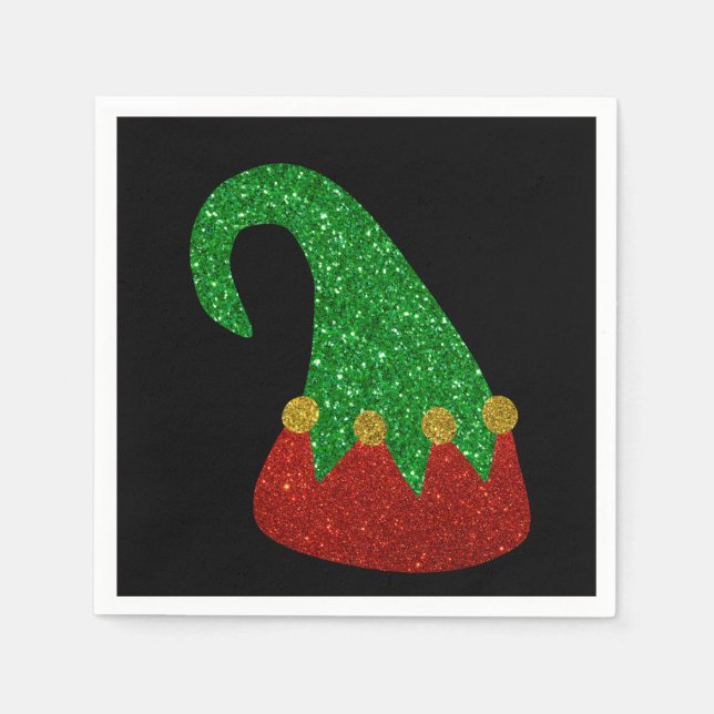 Glitter Elf Hat Napkins Pappersservett (Framsidan)