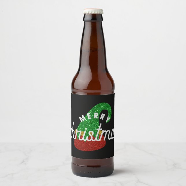 Glitter Elf Hat Ölflaska Etikett (Framsida)