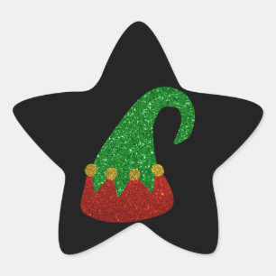 Glitter Elf Hat Stjärnformat Klistermärke