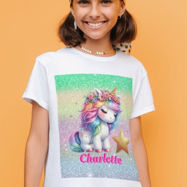 Glitter encorn Magic star T Shirt (Skapare uppladdad)