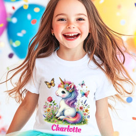 Glitter enhörning äng vilda blommor  t shirt