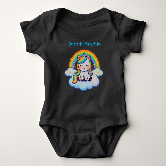 Glitter - Enhörning Bomullströja T Shirt (Framsida)