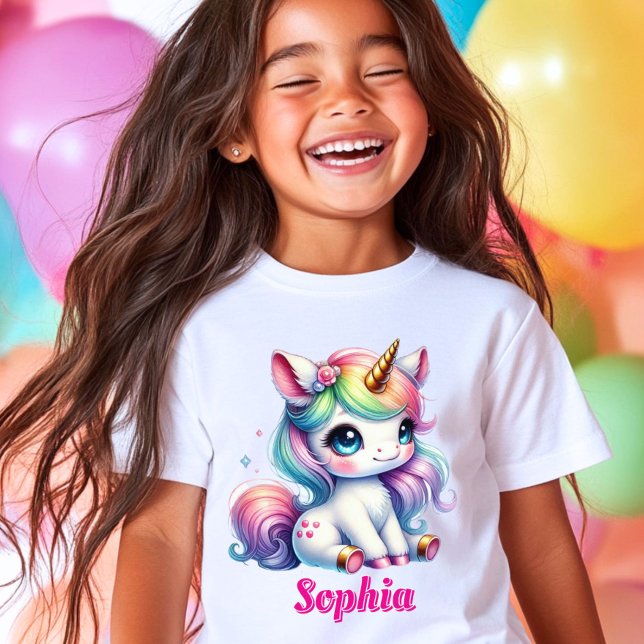 Glitter enhörning magisk stjärna Flickor  T Shirt (Skapare uppladdad)