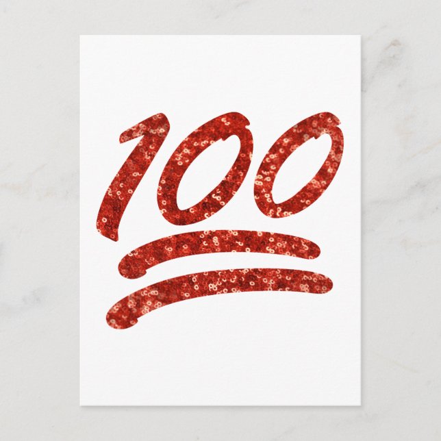 glitter etthundra emoji vykort (Framsida)