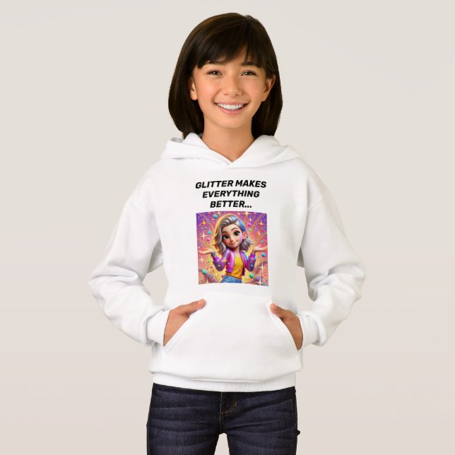 Glitter Explosion Sassy Hoodie Design. T Shirt (Hel framsida)