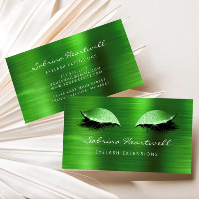 Glitter Eyes Green Metallic Lash Extension Visitkort (Skapare uppladdad)