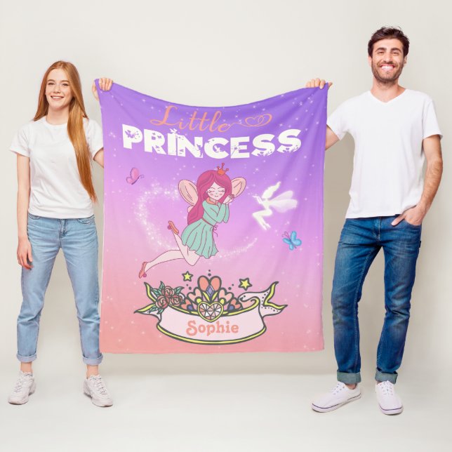 👸 Glitter Fairy Princess Eget namn  Fleecefilt (På plats)
