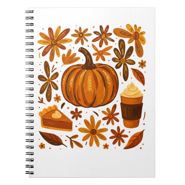Glitter Fall Blommigt Pumpkin Thankgiving Anteckningsbok (Framsidan)