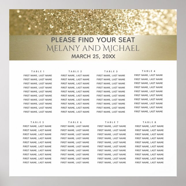 Glitter finare elegant modern guld rand poster (Framsidan)