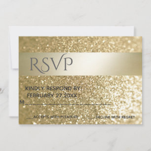 Glitter finare elegant, modern OSA vid guld rand Inbjudningar