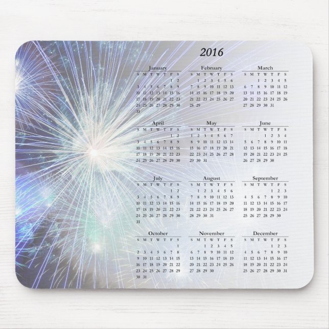 Glitter Fireworks Helgdagars Calendars 2016 Musmatta (Framsidan)