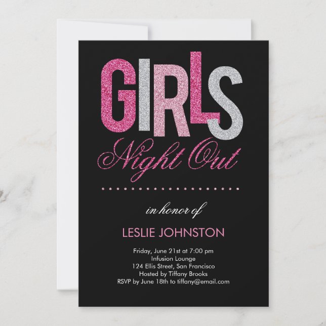 Glitter Flickor Night Out/Bachelorette Party Inbjudningar (Framsida)