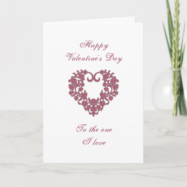 Glitter Flourish Valentine Greeting Card Helgkort (Framsida)