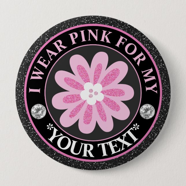 Glitter Flower Breast Cancer Awareness Design Knapp (Framsida)