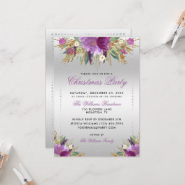 Glitter Flowers, Diamond Framed jul Party Inbjudningar