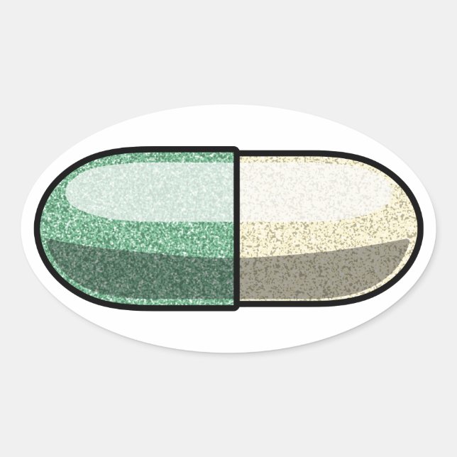 Glitter Fluoxetin Ovalt Klistermärke (Framsida)