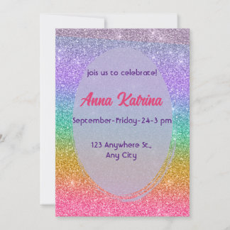 Glitter födelsedagsinbjudan inbjudningar
