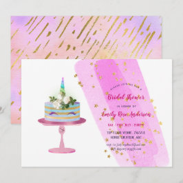 Glitter Foil look UNICORN CAKE Girls Party ANY Inbjudningar