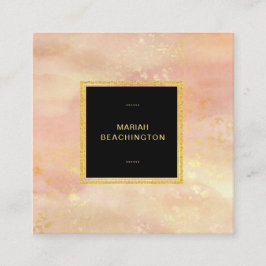 Glitter för abstrakt pastellfärgad persika för *~* fyrkantigt visitkort