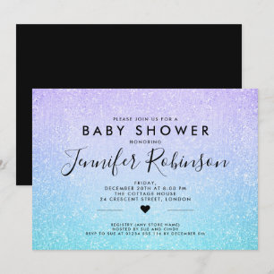 Glitter för baby showerturkoslilor målar inbjudningar