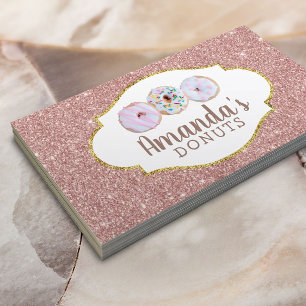 Glitter för bakelse för Donutsmuffinbageri rosa Visitkort